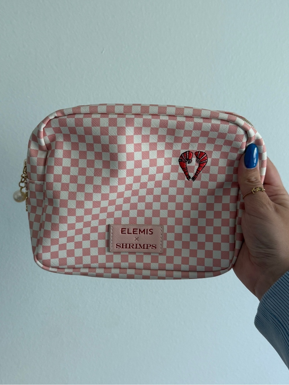 Elemis x Shrimps Collab Pink Check Cosmetic Pouch
